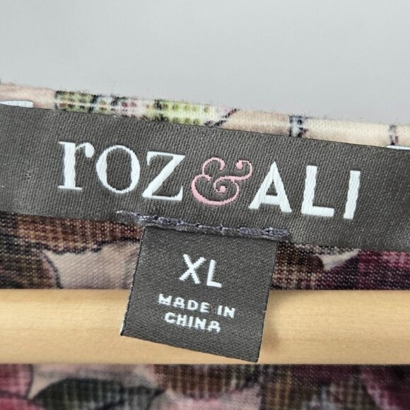 Roz and Ali Multipattern Boho Embroidered Beaded 3/4 Sleeves Shirt Size XL - Picture 13 of 15